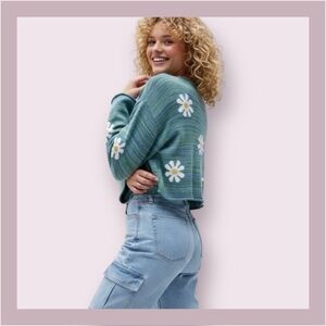 PacSun LA Hearts Daisy Chain Crop Sweater